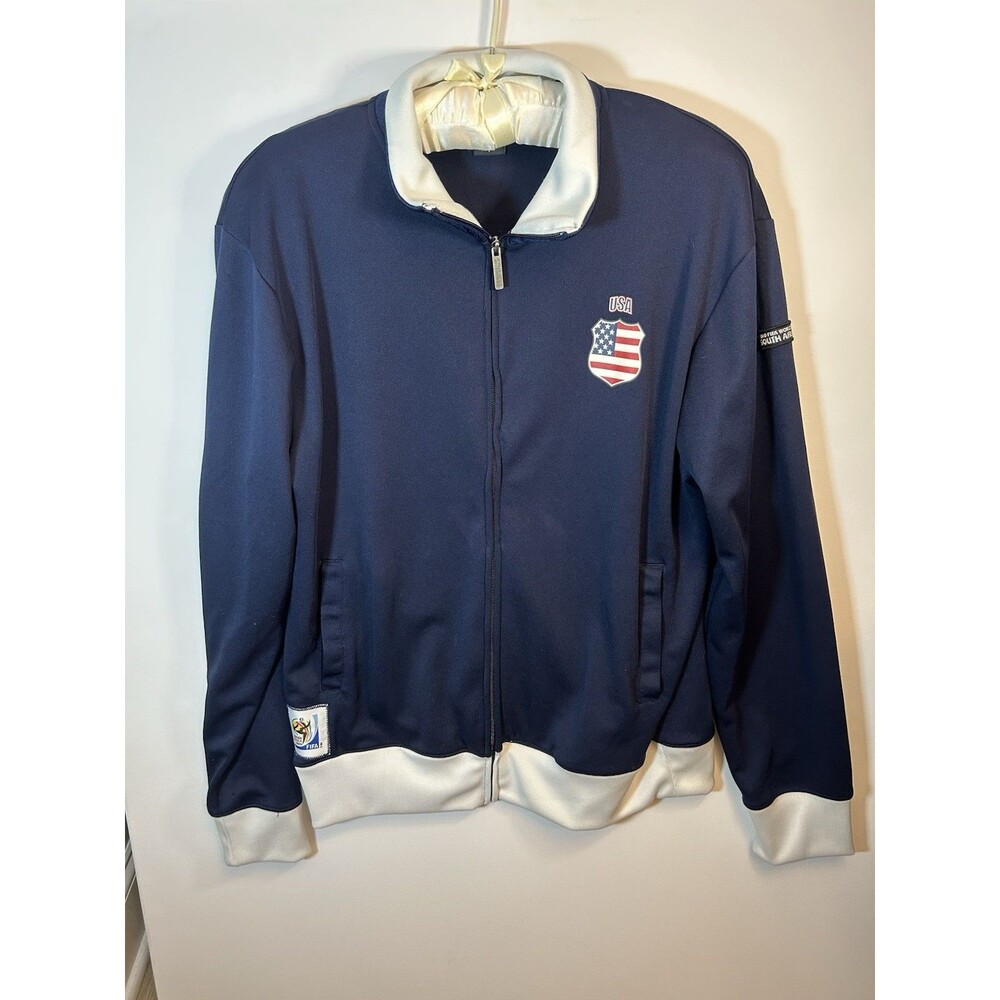 FIFA 2010 World Cup South Africa USA Men’s Lrg Navy Full Zip Soccer Track Jacket - Picture 2 of 16